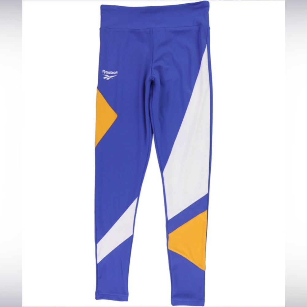 Reebok Womens Colorblock (blue,mustard yellow,white) Compression Athletic Pants